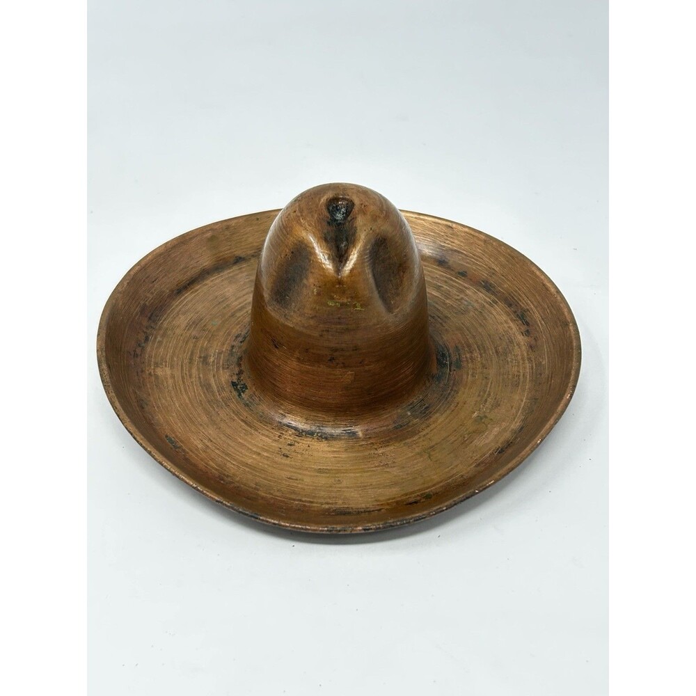 Vintage Copper Ashtray Hat Shape Heavy Metal Mid Century Style